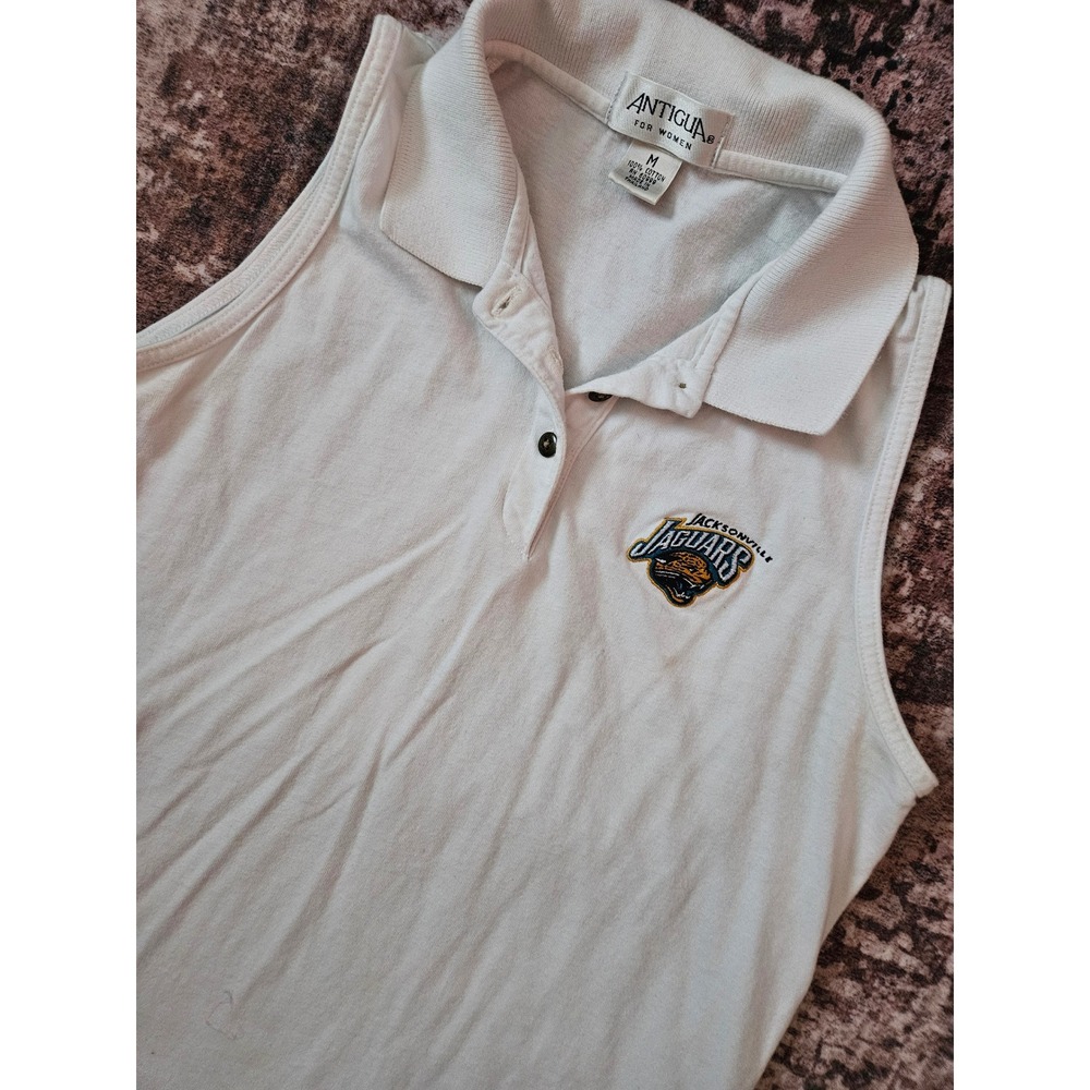 Vintage Antigua Jacksonville Jaguars Sleeveless Polo Shirt Women's M White NFL